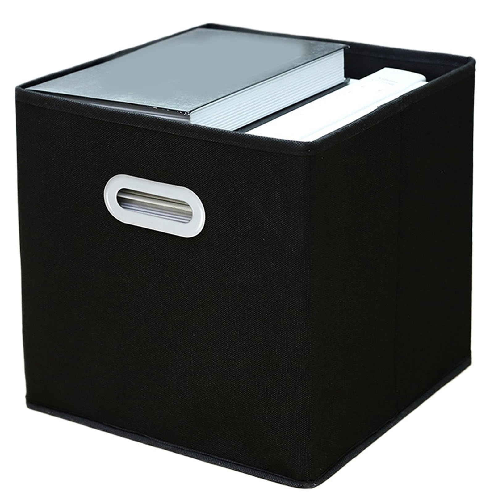 CGUOHU 6pcs Fabric Cloth Storage Box For Book Clothes Toys Sundries Foldable Closet Drawer Organizer Bins Basket For Wardrobe Storage(Black)