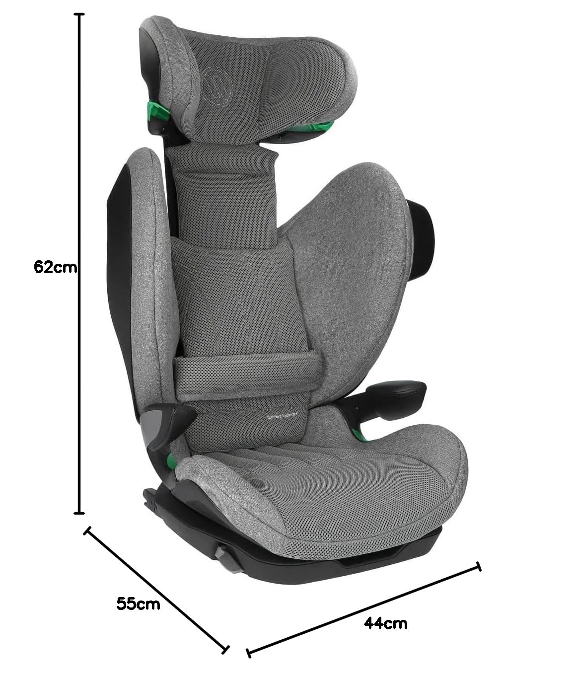 Avionaut MaxSpace AirFlow Comfort System+ Kindersitz 100–150 cm – ergonomisch, sicher & bequem – mit verstellbarer Rückenlehne – ideal zum Schlafen und für lange Autofahrten (Grey)