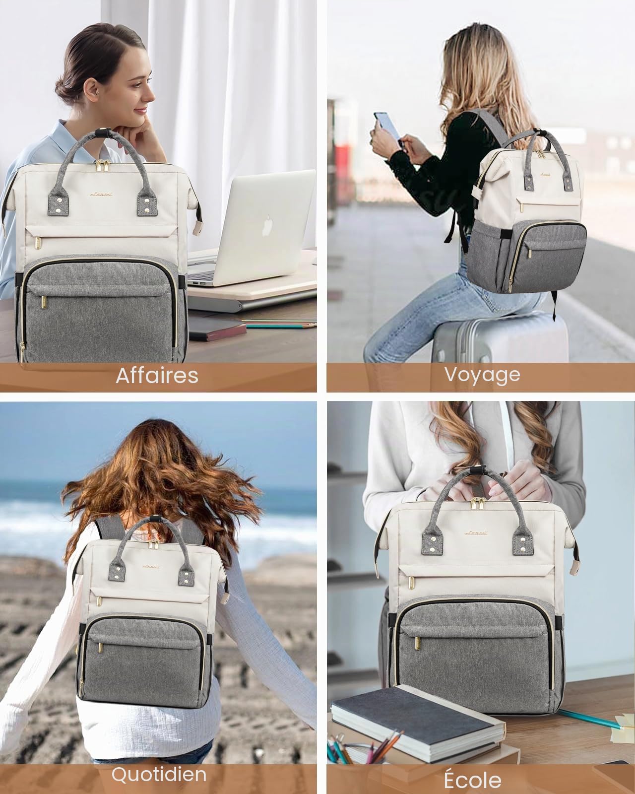 LOVEVOOK Sac a Dos Femme, Sac a Dos Feminin pour Ordinateur 15,6/17 Pouces, Sac Ados PC Portable pour Collège Affaire Travail Voyage, Sac à Dos