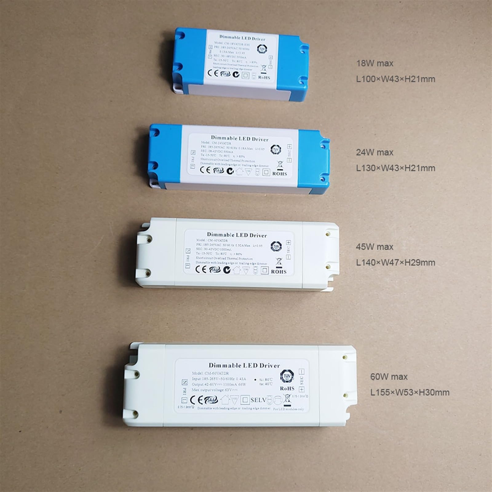 Dimmerabile con dimmer Trailing Edge Triac 40W 60W Morsettiera driver LED for lampada da soffitto Uscita 300-1500mA costante(38-48V 550mA)