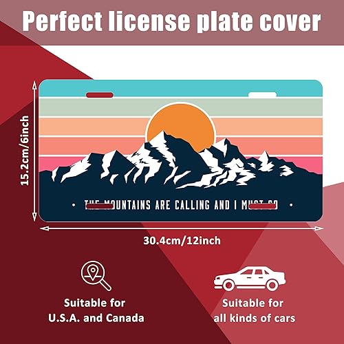 Miniatura 3 de Mountains are Calling and I Must Go Caption - Placa de matrícula personalizada de metal inoxidable a prueba de óxido, placa decorativa novedosa para