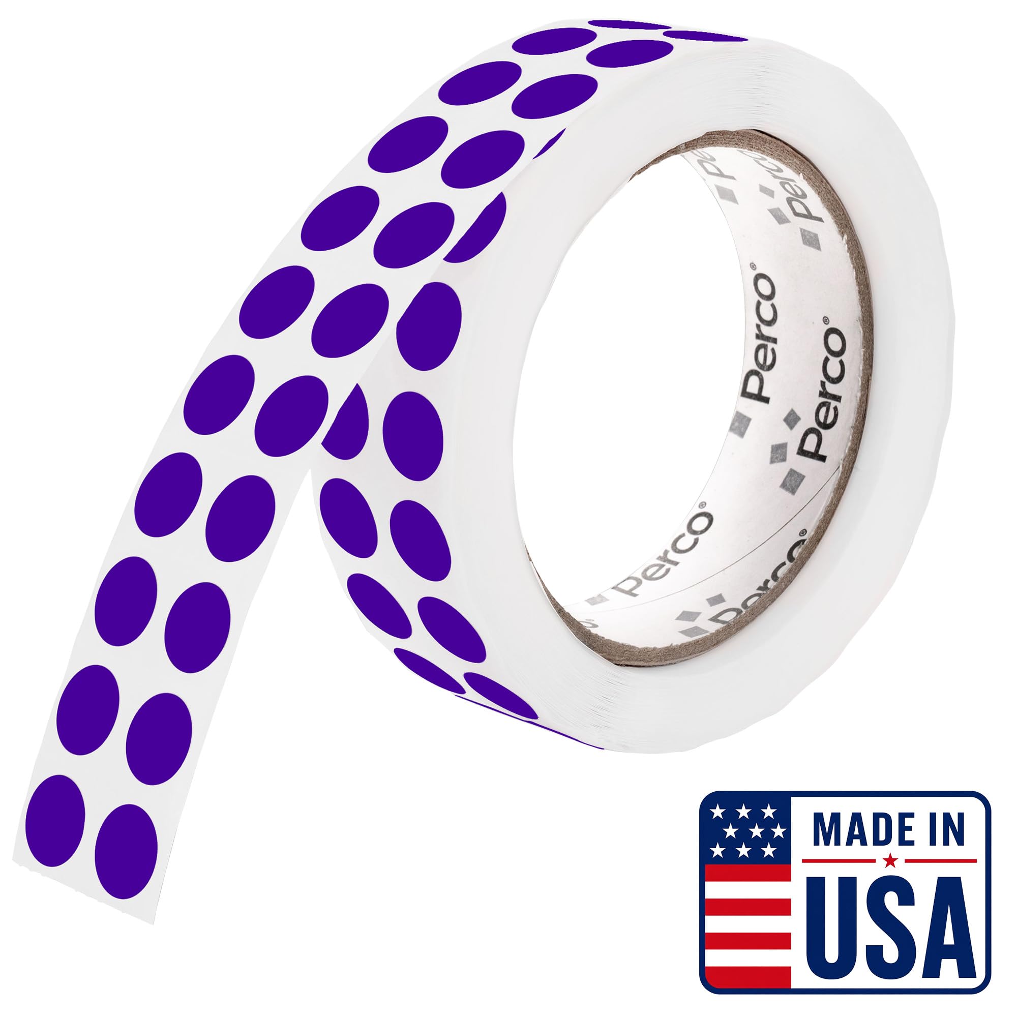 Perco Purple Round Circle Dot Sticker 1/2-Inch Labels with Easy-Tear Perforation, 3,000/Roll - Parties, Scrapbooks for Category Coding, Crafts &amp; Creative Organization, Strong Adhesive - Made in USA