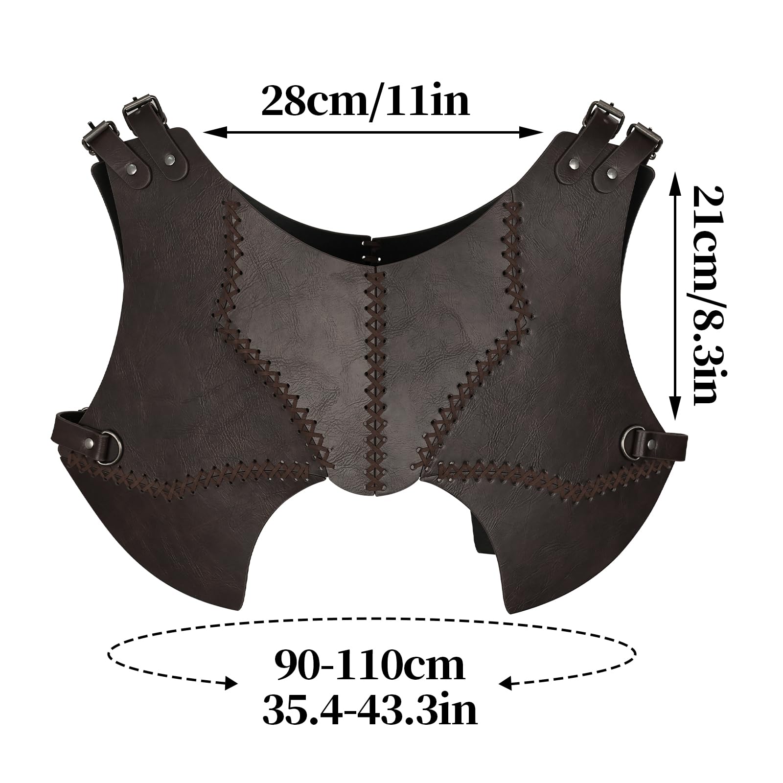 HiiFeuer Armure de poitrine médiévale en faux cuir, Retro Mercenary Knight Archer Body Armor, Armure de poitrine ajustable pour costume LARP& Ren Faire