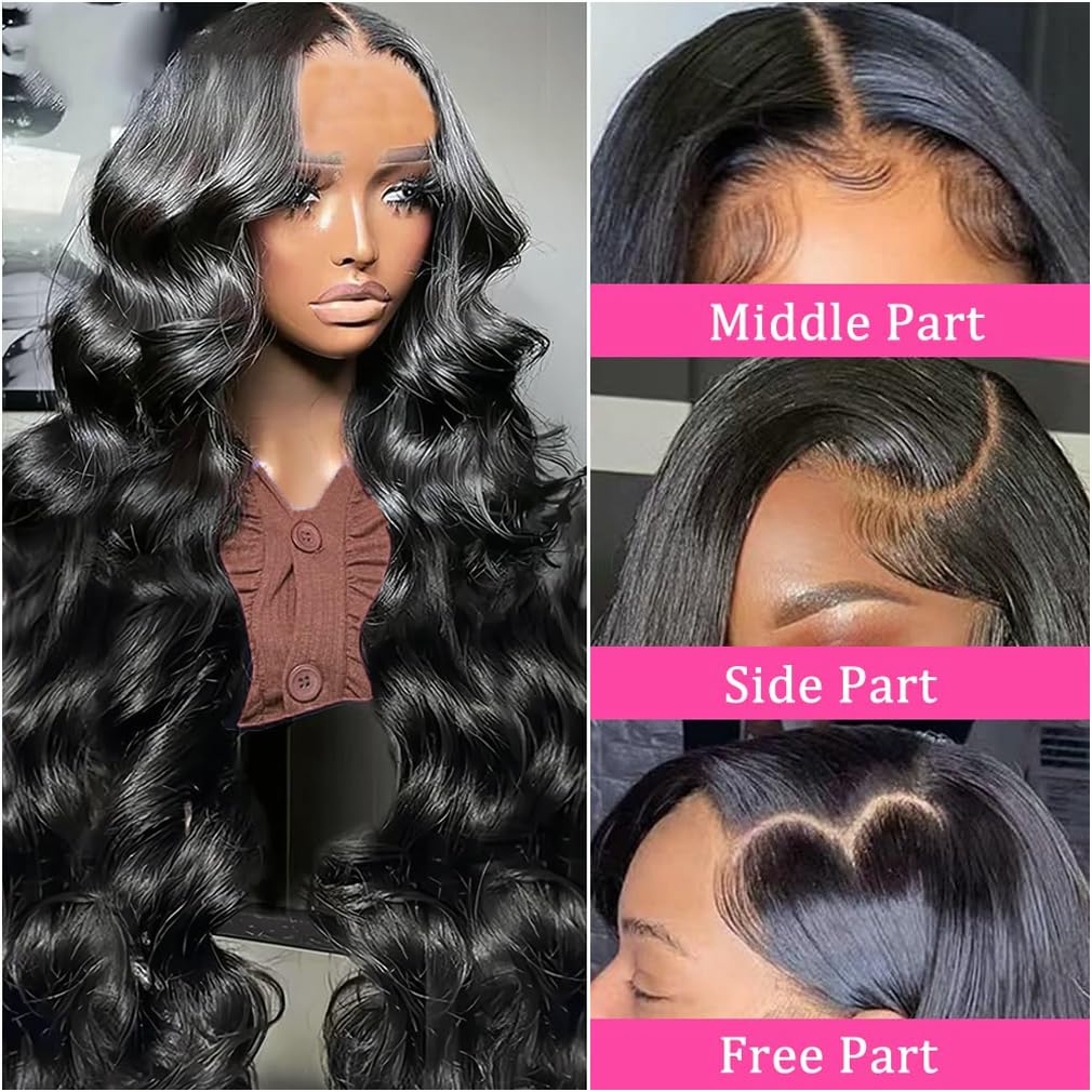 Glueless Wigs Human Hair Pre Plucked Pre Cut 30 Inch Body Wave Lace Closure Wigs Human Hair 12A 200 Density Ready To Go Wig 6x4 HD Lace Pre Cut Wigs
