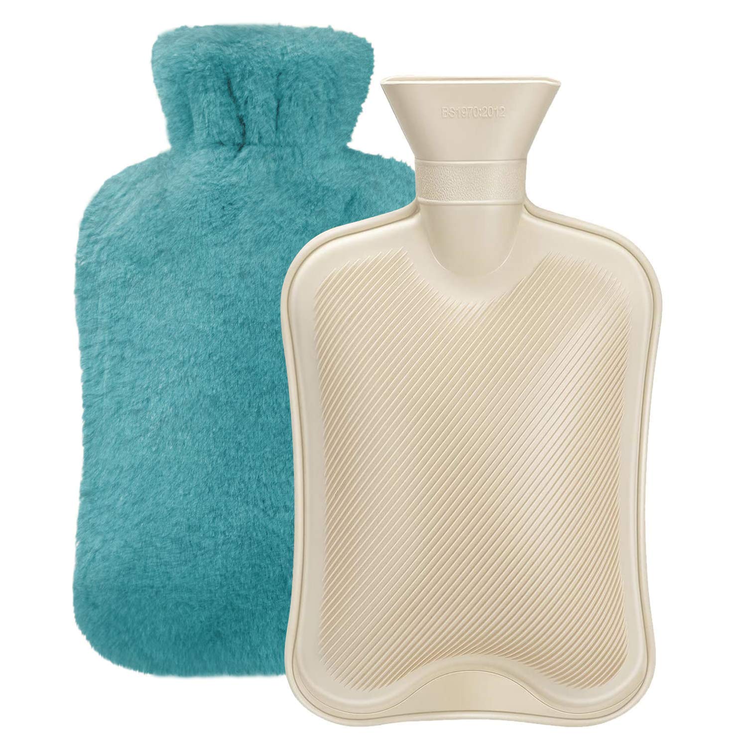 Pack of 10, Fythao® Hot Water Bottle with Soft Cover (2 Liter) Classic Rubber Hot Water Bag for Cramps, Neck, Shoulders Pain Relief, Hot Cold Pack for Hot and Cold Therapy and Feet Warmer