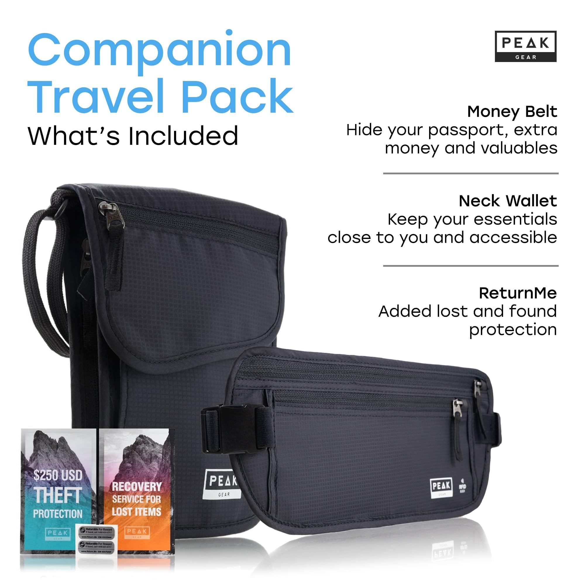 Peak Gear Geldgürtel-Familie nach Farbe und Größe, Grau, Bundle