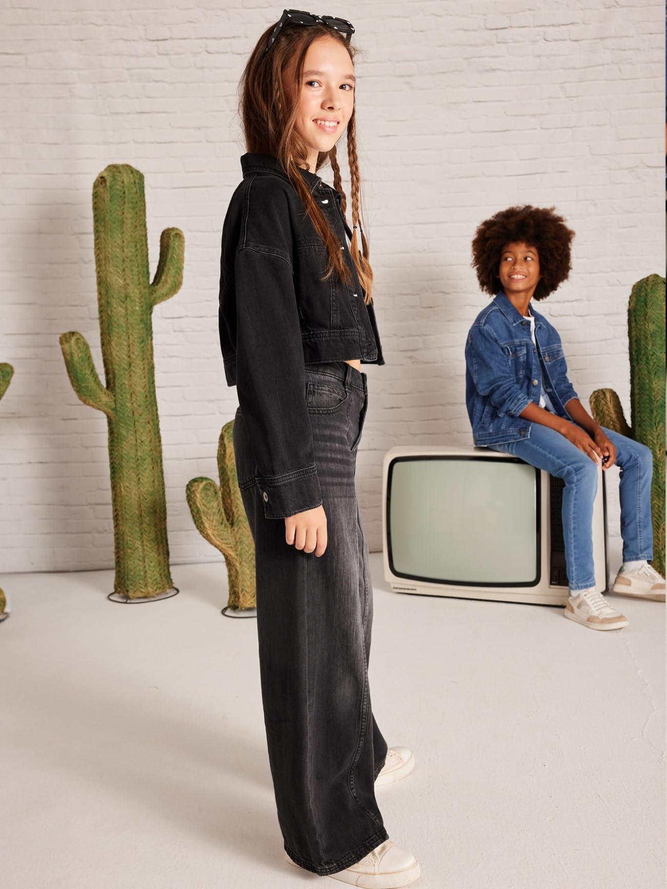 Mayoral Pantalone Lungo Jeans Wide Le per Bambine e Ragazze Nero 14 Anni (164cm)