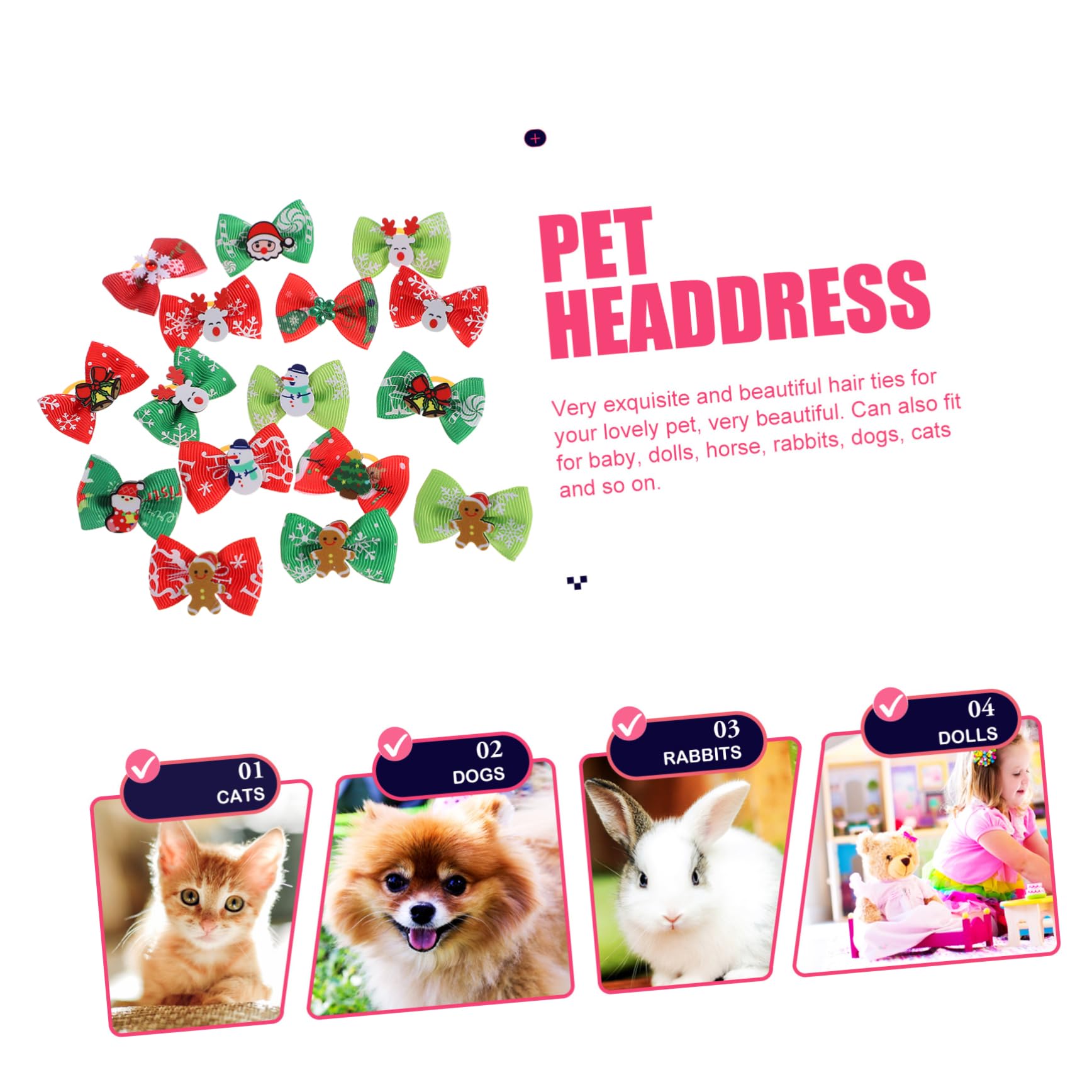 COLLBATH Fiocco Natale Cane 300 Pz Porta di Animali Domestici Fiocco di Cane Fiocchi di Cane di Natale Fascia per di Natale Corda per di Animali Domestici Fiocco di Natale per Cani