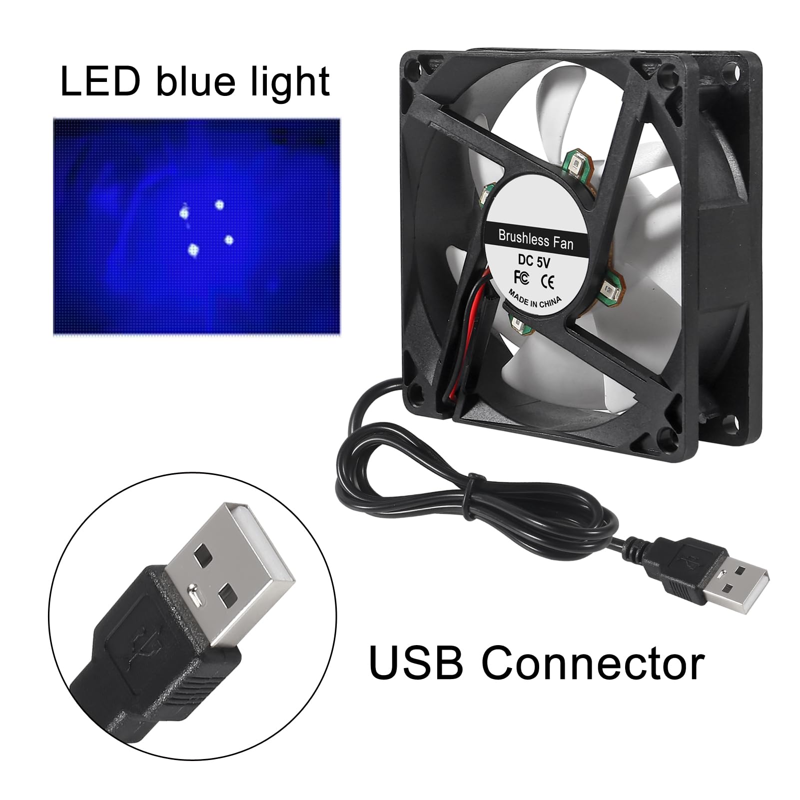 Snapklik.com : 4PCS 80mm 8cm LED Blue Computer Case Cooling Fan ...
