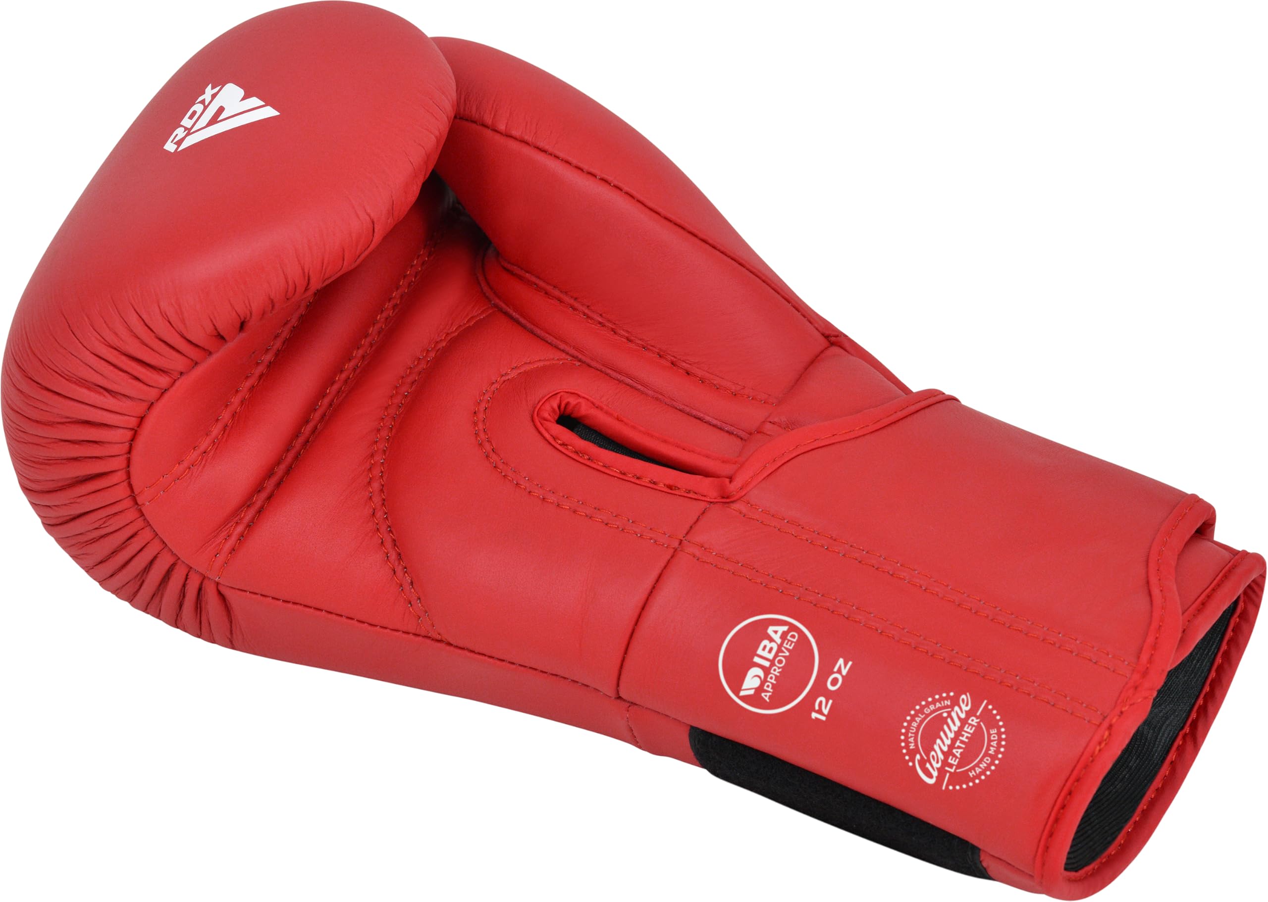 RDX Guantoni da Boxe IBA per Competizioni Amatoriali, Boxing Gloves | In Pelle Bovina con Imbottitura Quadro Dome 5, Guantoni da Boxe Uomo e Donna per Boxe, Sparring e Allenamento
