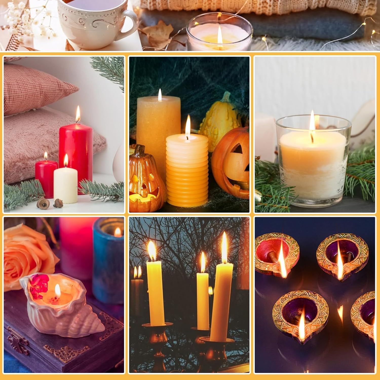 OdiuK Set stoppini per candele, 6100 cm, stoppini per candele, inodori, stoppini per candele con 100 base in metallo e 6 fissatori per legno, set per candele fai da te Capodanno