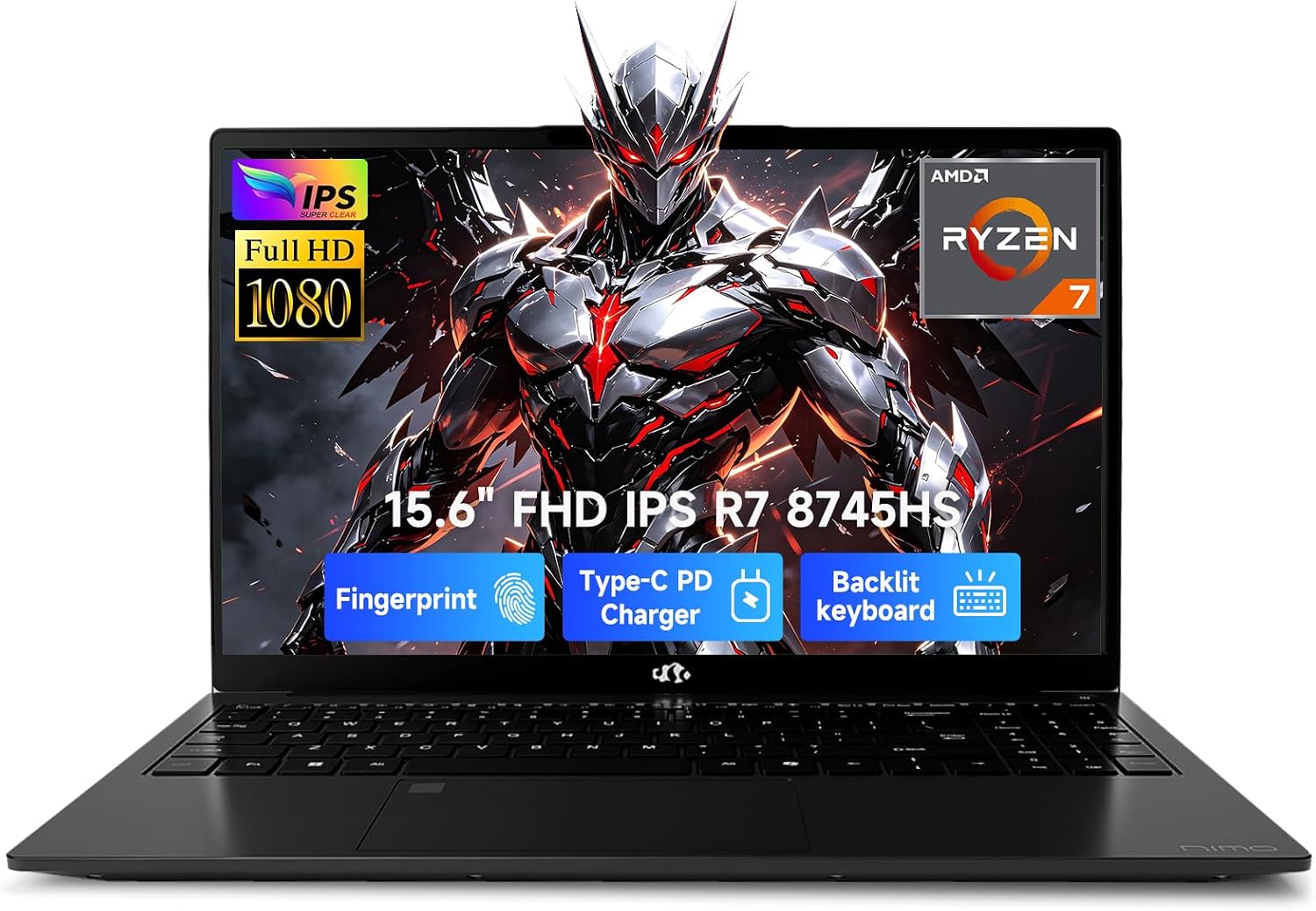 NIMO 15.6" IPS FHD Gaming Laptop, AMD Ryzen 7 8745HS 32GB DDR5 RAM 1TB SSD (8C/16T, up to 4.9GHz) Radeon 780M Graphics Business Computer with 100W Type-C Backlit Keyboard, Fingerprint USB4