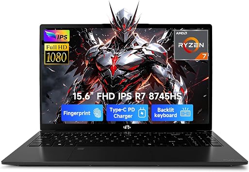 NIMO 15.6 Gaming-Creator-Laptop, 8-Core AMD Ryzen 7 8745HS 16GB RAM 1TB SSD Beat i7-1360P up to 4.9GHz Radeon 780M, FHD 100W Fast PD for Video Editing, AI Tasks & Remote Streaming,
