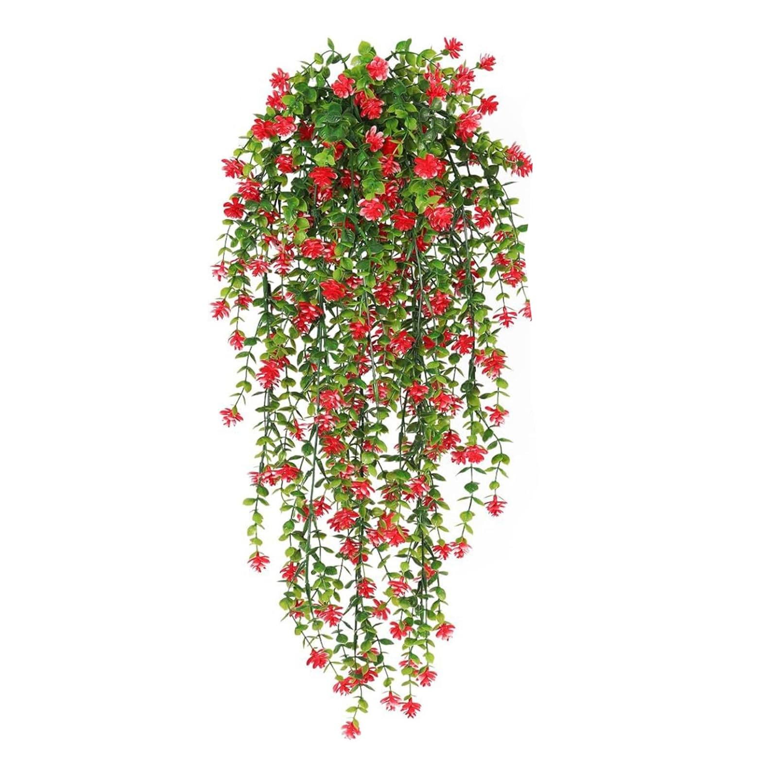 jyibinee Realistic Artificial Plants Flower Decoration Eucalyptus Home Wedding Garden Indoor Outdoor Wall Hanging Colorful Faux Drooping Vines Red