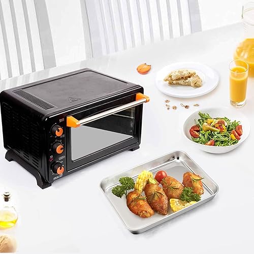 Miniatura 10 de TeamFar Moldes para horno tostador, 9.3 x 7 x 1 pulgadas, bandeja de horno tostadora compacta de acero inoxidable, utensilios para horno, saludables