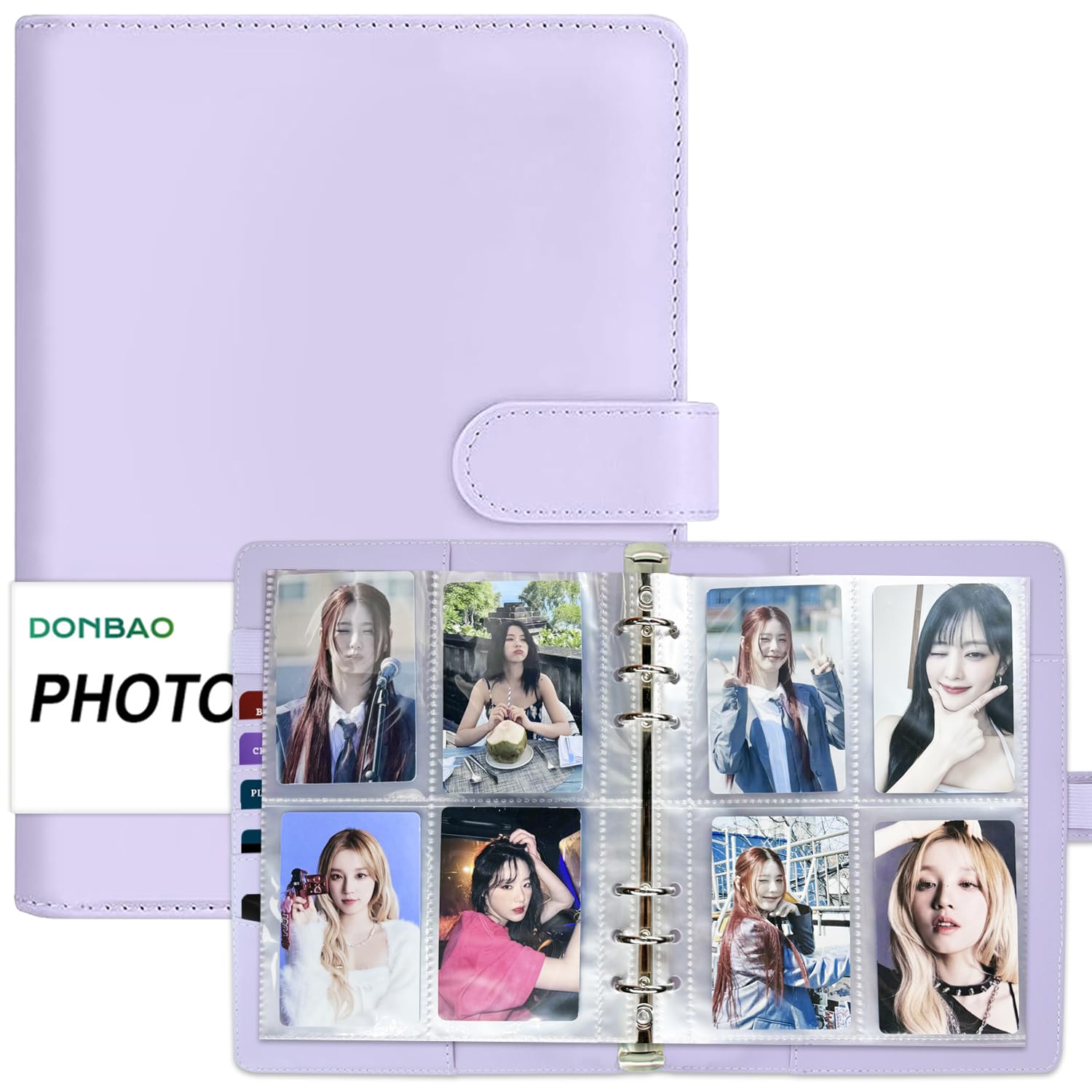 A5 Kpop Photocard Binder, 6 Ringbuch Sammelalbum mit 240 Kartenfächern, PU-Ledereinband zum Organisieren von K-Pop, Sammelkarten, Spielkarten & Erinnerungsstücken (Lila)