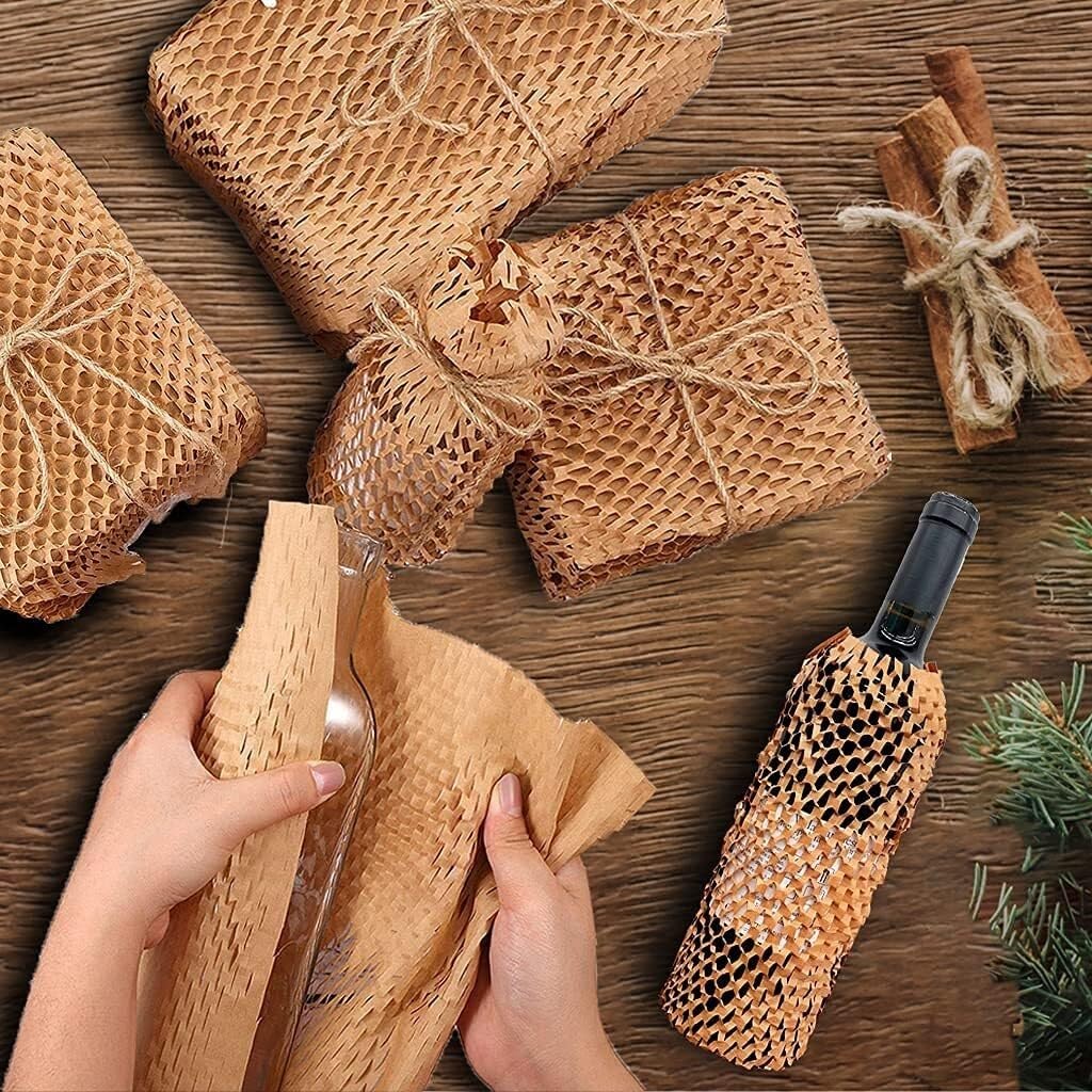 Rollos de papel de embalaje de nido de abeja 30 cm x 10 m - Alternativa ecológica al plástico de burbujas para mudanzas y envíos(Brown,50CM*100m)
