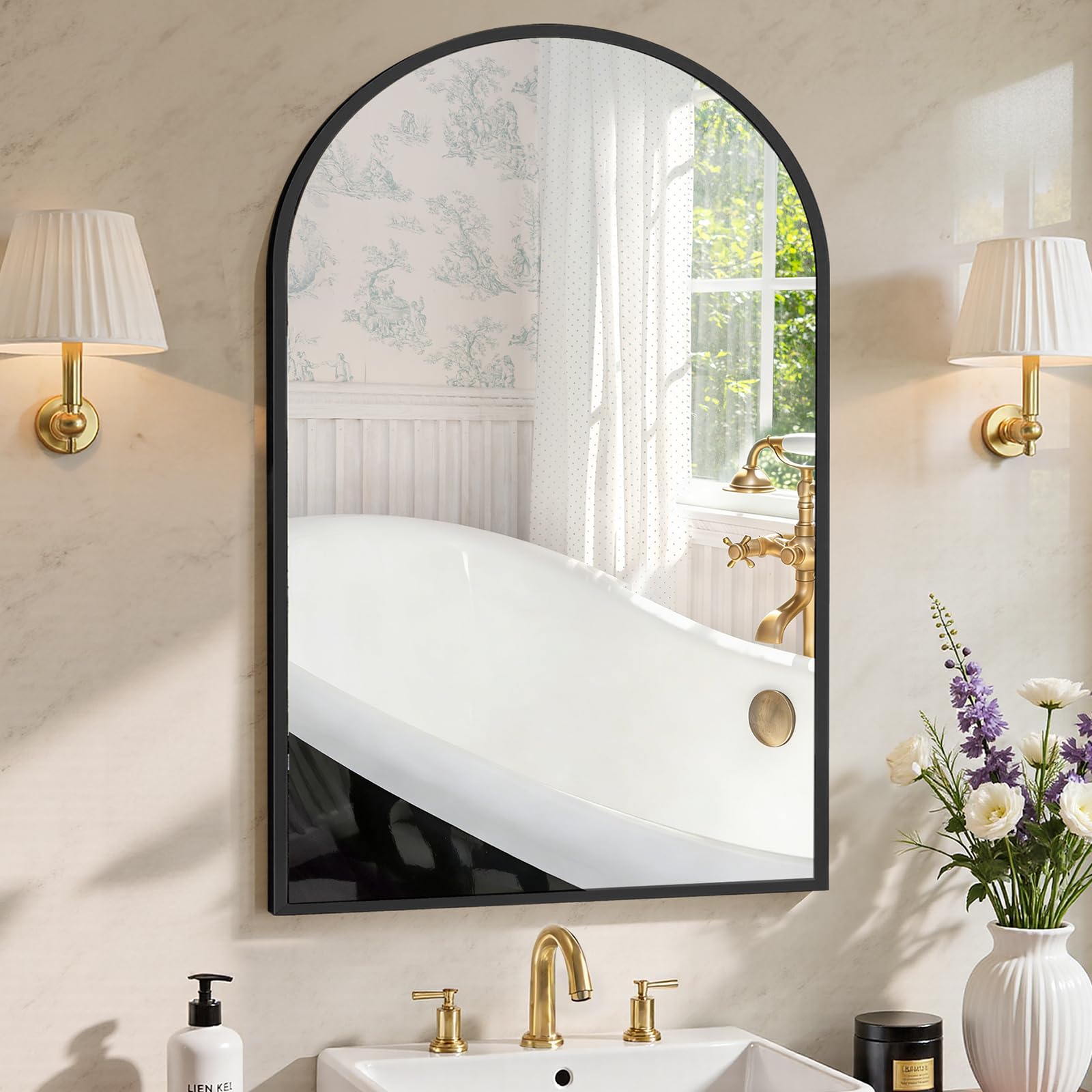 Sweetcrispy 20"x30" Arched Bathroom Mirror, Bathroom Mirrors for Over Sink