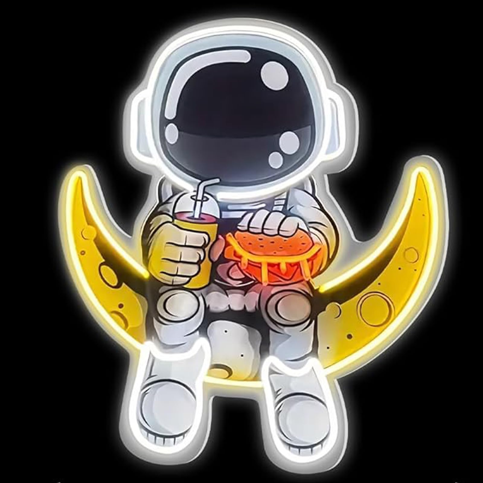 Astronaut Neon Zeichen Raummann UV gedrucktes LED Licht Zeichen für Schlafzimmer Raum Thema Klassenzimmer Pizza Shop Snack Bar Cafe Shop Wand Decor USB Dimmer