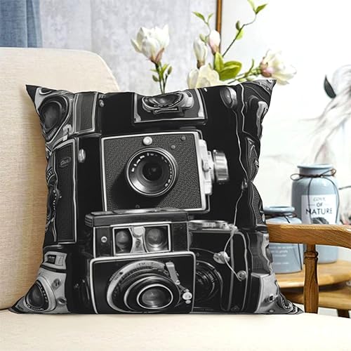 Miniatura 1 de Decorative Throw Pillow Covers 18"x18" Retro Cool Camera Collection Cushion Cases Square Modern Farmhouse Pillow Cases Soft Cozy Cushion Covers for