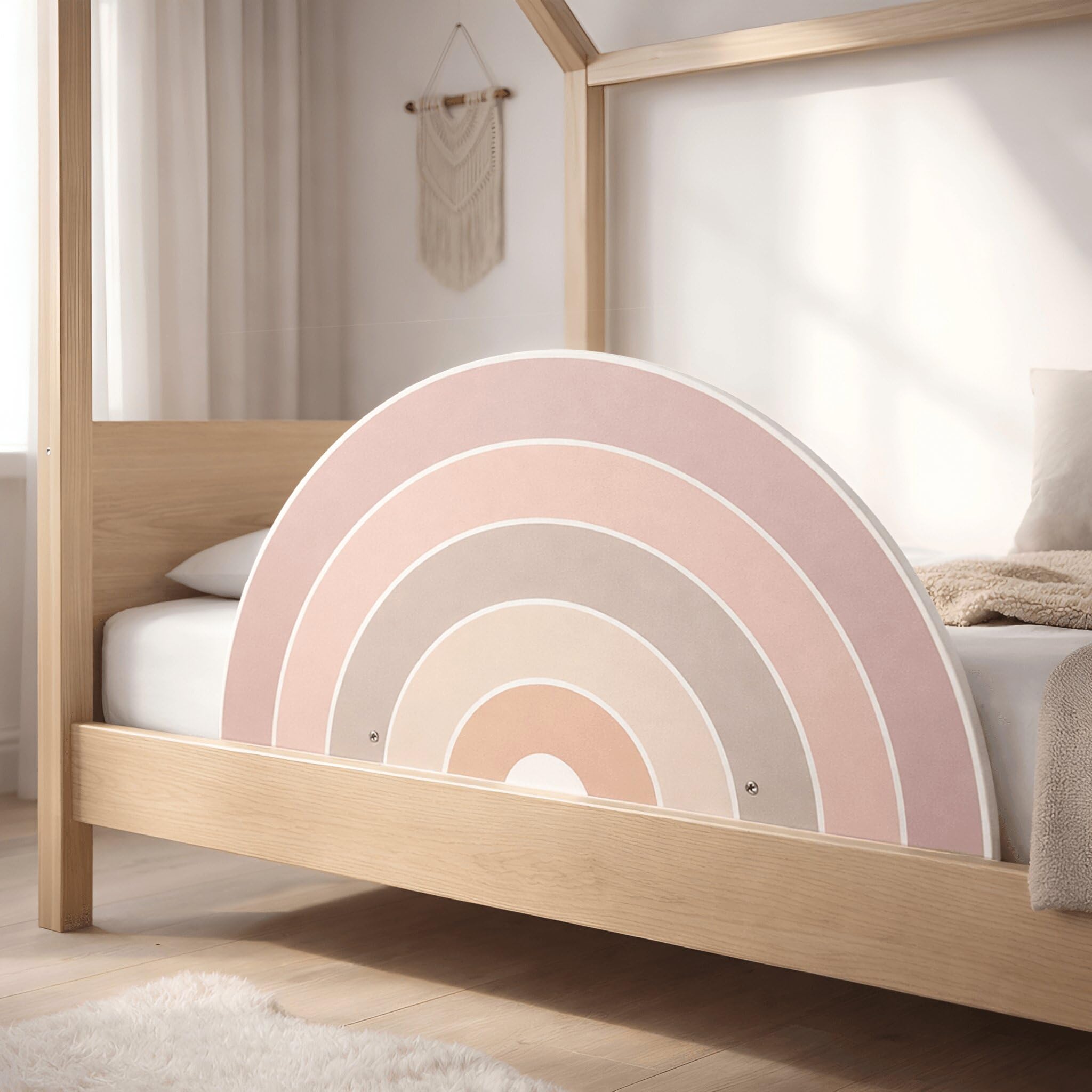 Rausfallschutz Bett aus Holz in süßem Design für Kinder - Bettgitter Rausfallschutz Ruby fürs Kinderzimmer, Bettschutzgitter Kinderbett, Hausbett bis 200cm geeignet, schön, stabil + sicher