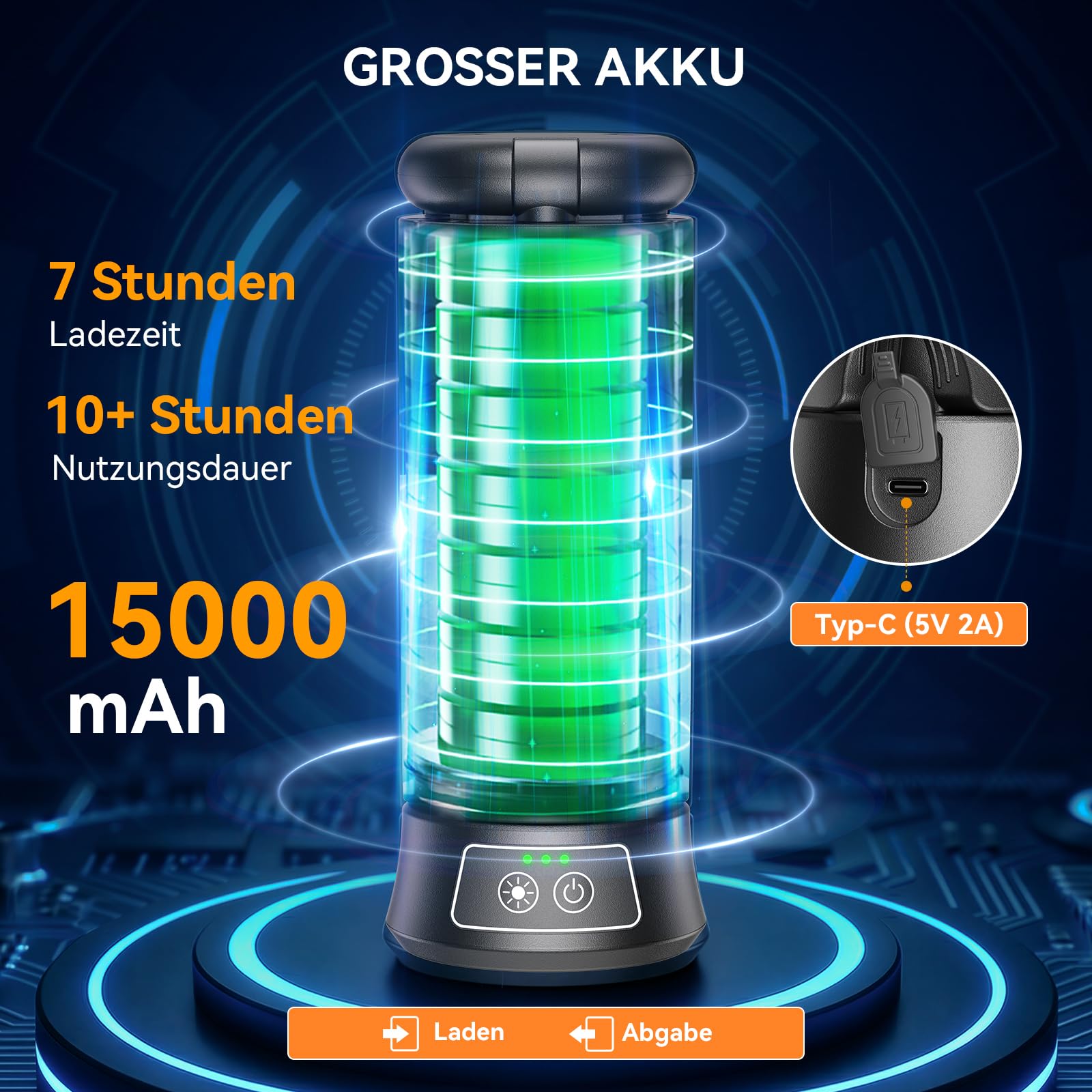 15000mAh Campinglampe Aufladbar mit Fernbedienung, 5000LM LED Baustrahler Akku Dimmbar, 5 Modi, 2,08m Teleskopstativ, LED Arbeitsleuchte Akku Strahler mit Tragetasche für Camping Baustelle Notfälle