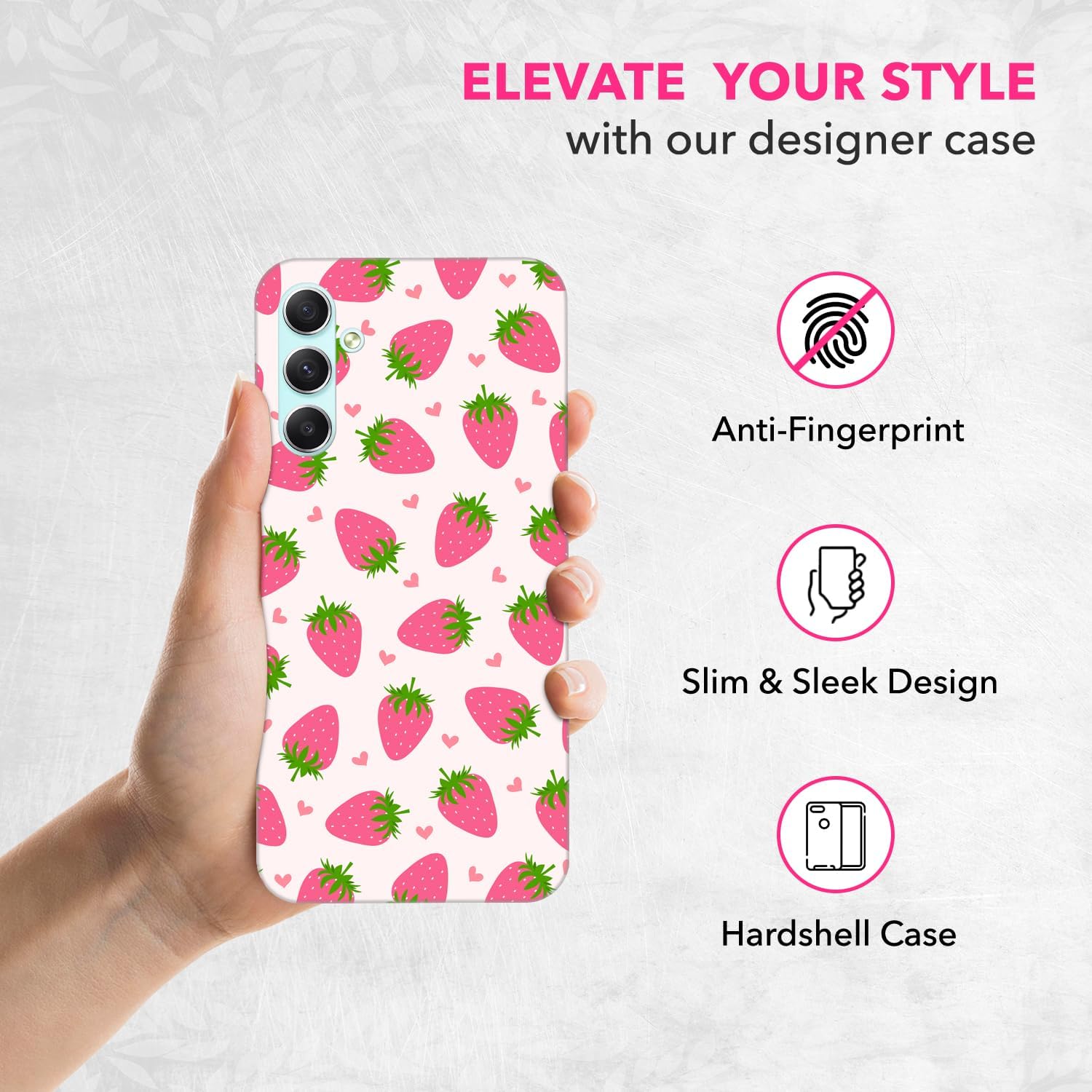 Back Case for Samsung Galaxy A34 5G, Samsung A34 Case with Stylish Strawberry Pink Pattern Design Printed Cute, Sleek Durable Hardshell Protective Case/Cover for Samsung A34 5G - Image 2