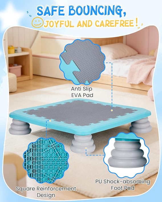 Kids Rebounder Bouncing Board, Mini Trampoline for Kids, 25 in Sensory Bouncing Board with Non-Slip Base, Rebound Jumping Board for Indoor Outdoor Play Autism Sensory Development Ideal Gift