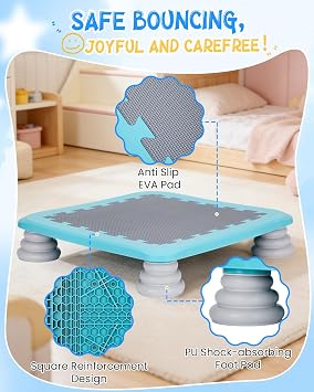 Kids Rebounder Bouncing Board, Mini Trampoline for Kids, 25 in Sensory Bouncing Board with Non-Slip Base, Rebound Jumping Board for Indoor Outdoor Play Autism Sensory Development Ideal Gift