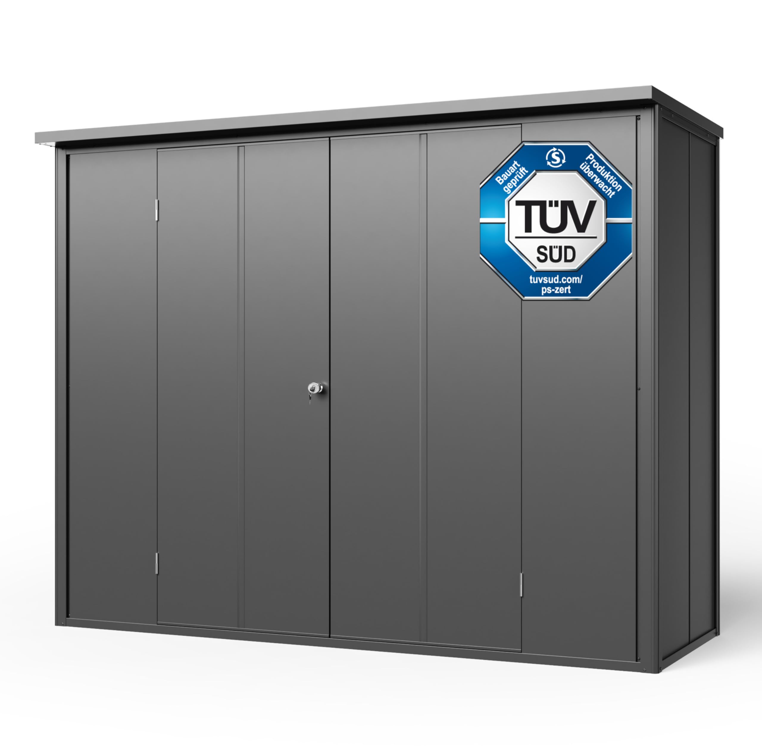 GFP Primeyard Armoire de Jardin en métal 228x84x181 cm Abris de Jardin Anthracite, Plancher Inclus
