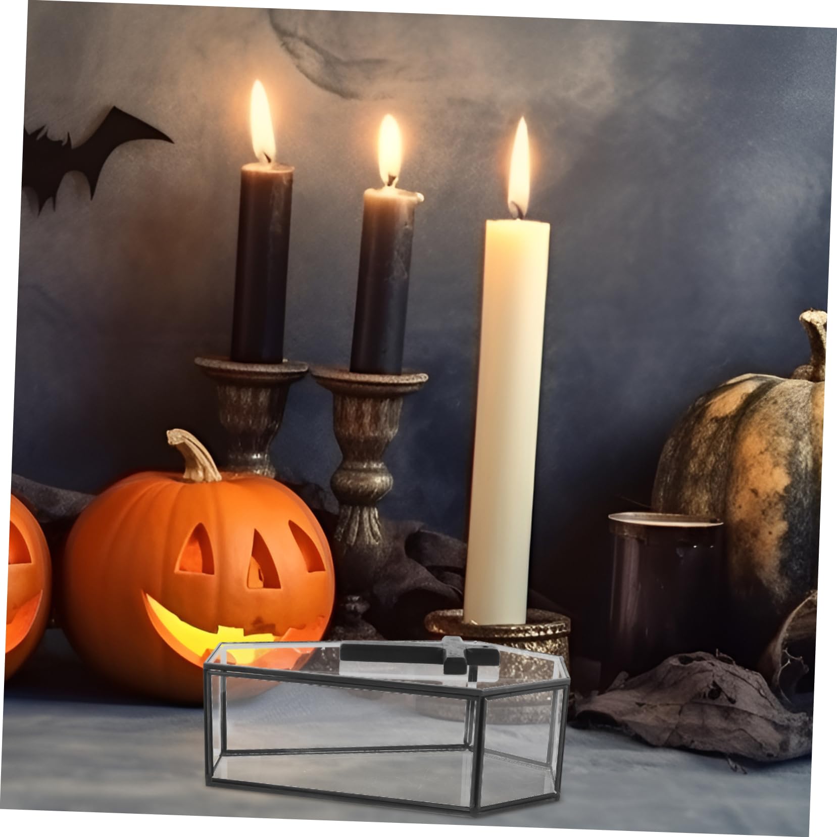 Abaodam Glas Schmuckkästchen in Sargform mit Deckel, Vintage Design