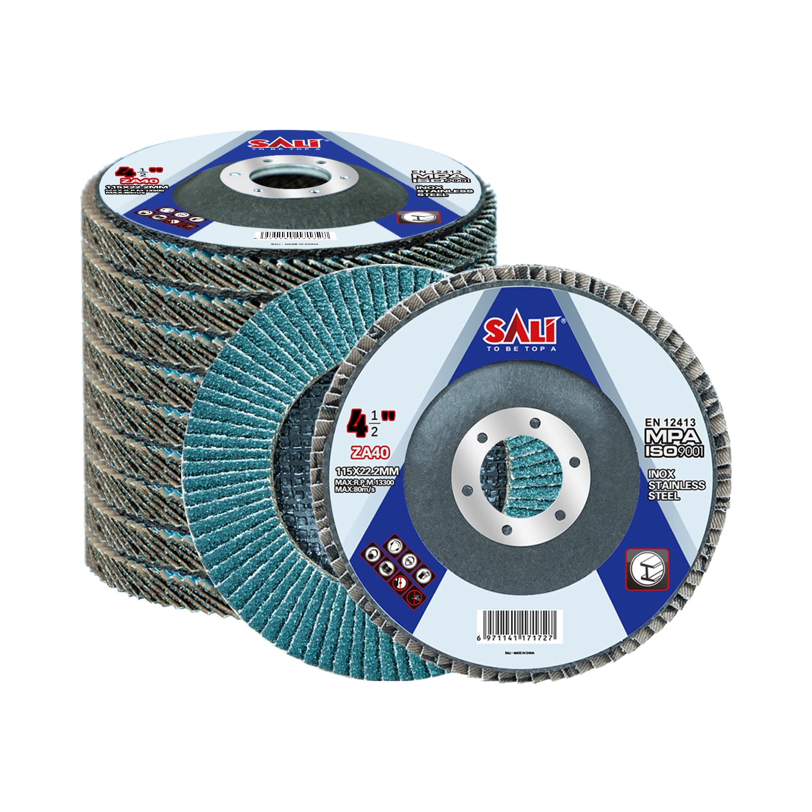 SALI Zirconia Flap Discs - 10 Pack 40 Grit -1