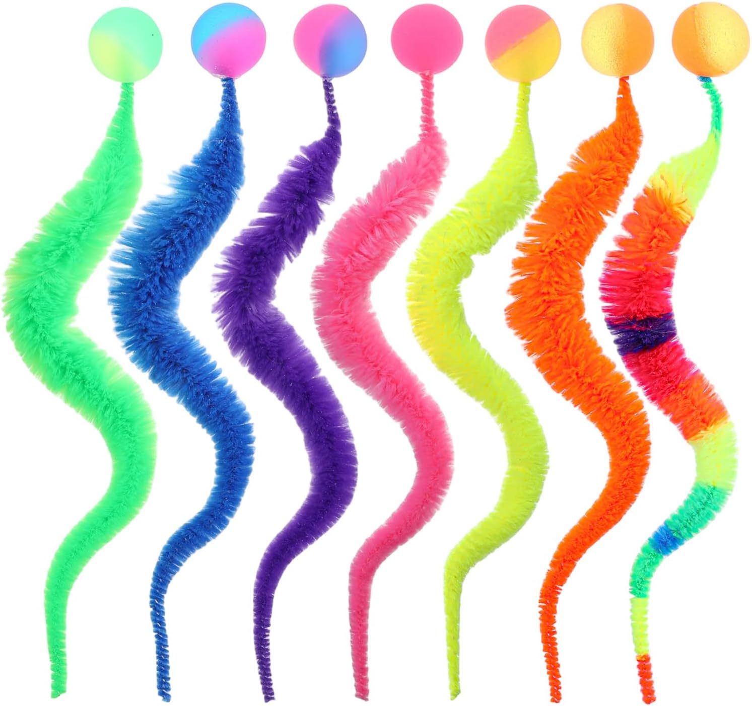 7 Pelotas de Juguete para Gatos con Cola Multicolor Pack