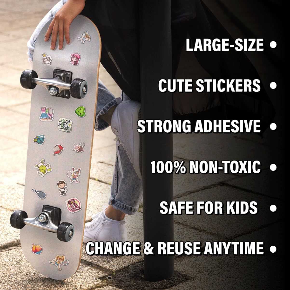 108Pcs Tennis Stickers Pack Cartoon Style Vinyl Decals for Water Bottles Laptop Skateboard Phone Journal Scrapbook Luggage Decoration Fun Quotes and Characters - Image 4