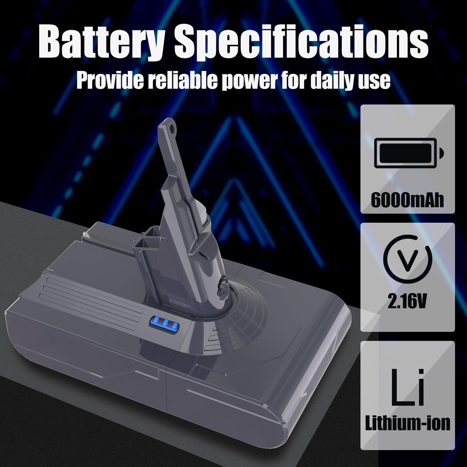 V8 Batería 6000mAh para Dyson V8 SV10 Absolute Animal Motorhead Fluffy Total Clean Aspiradora Li-Ion con 2 Filtros