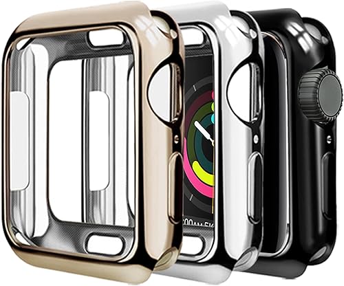 Mugust Funda de reloj de 1.732 pulgadas compatible con Apple Watch SESE2Series 6Series 5Series 4, suave, flexible, ultrafina, brillante, poliuretano