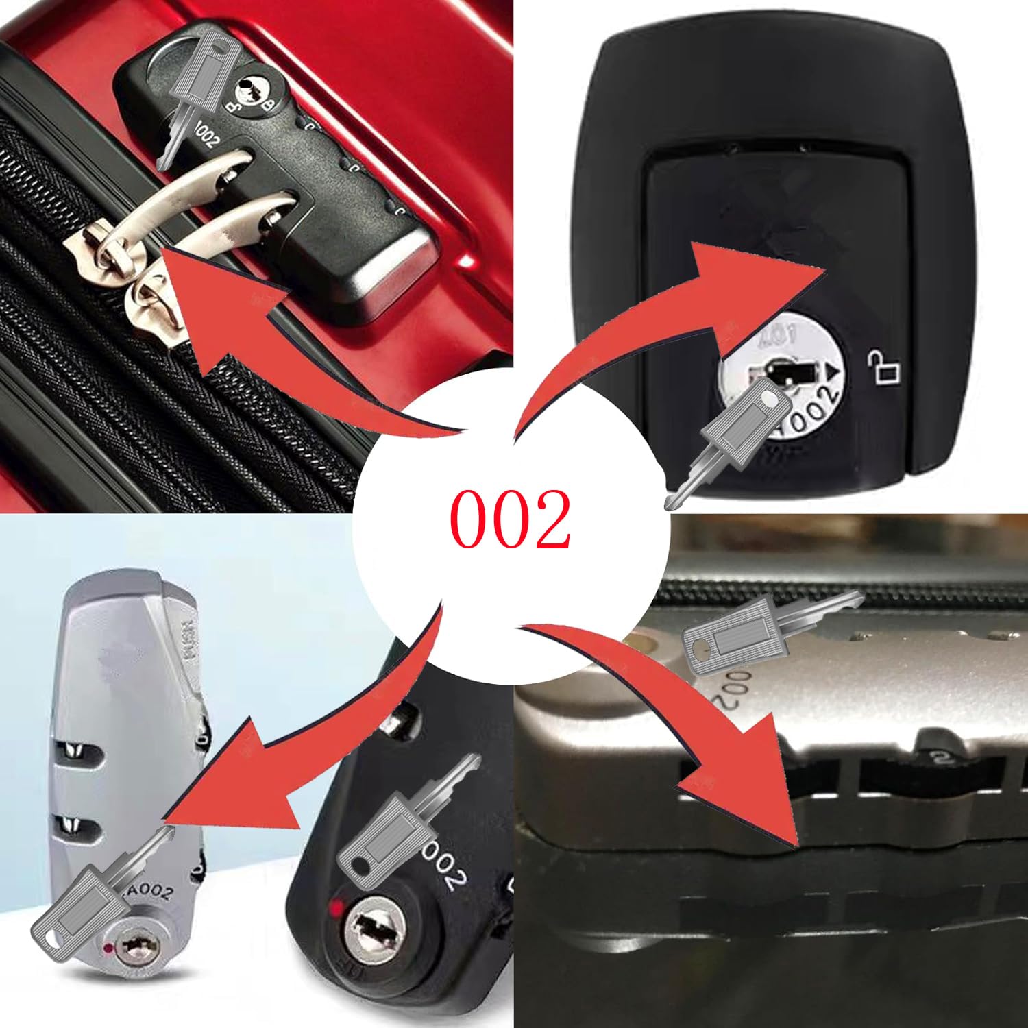 Juego de 6 llaves de equipaje aprobadas por seguridad de viaje 007 Master Key 002, candado recomendado por cerrajero, aprobado por la TSA, juego de llaves Suicase para equipaje