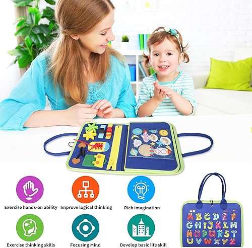 Miniatura 5 de Tabla de actividades para niños pequeños de 1, 2, 3, 4 años, juguetes Montessori para niñas de 1 año, juguete sensorial de viaje para aprender