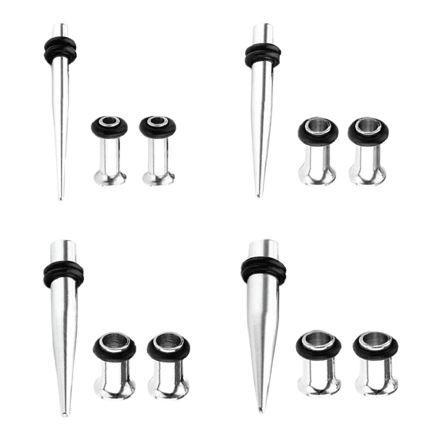 BodyJ4You 12 Pieces Gauge kit Pairs of Plugs with Single Tapers 10G, 8G,6G,4G