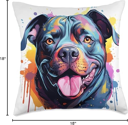 Miniatura 4 de American Bully Geschenke & Gassi Bekleidung American Bully - Cojín de diseño de retrato a color, 18 x 18 pulgadas, multicolor