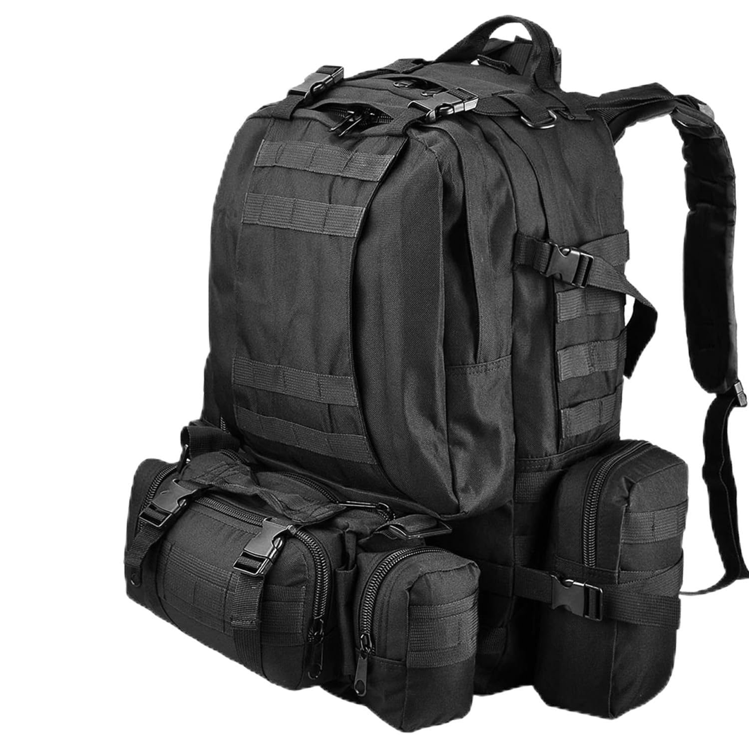 aiGear 55L Tactical Backpack | Lightweight Backpack Hiking Daypack | Rucksack with Molle System | for Outdoor Sports Trekking Hiking Travel Camping (Black)