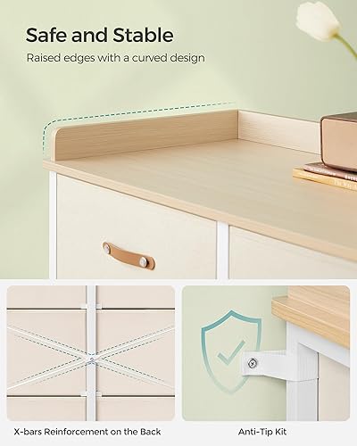 Miniatura 9 de SONGMICS Cómoda para niños con 6 cajones, cómoda para niños y niñas, con cambiador resistente al agua, gabinete organizador de almacenamiento, para