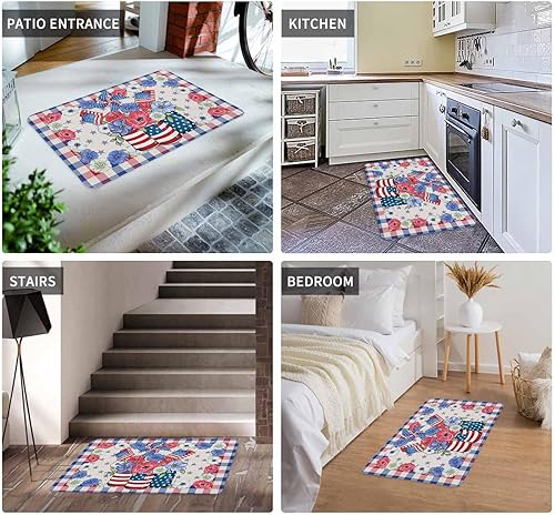 Vista 597 de Tapete de Feliz Navidad, tapete antideslizante para puerta delantera, baño, cocina, dormitorio, patio, entrada, 16 x 24 pulgadas, rojo, negro y verde