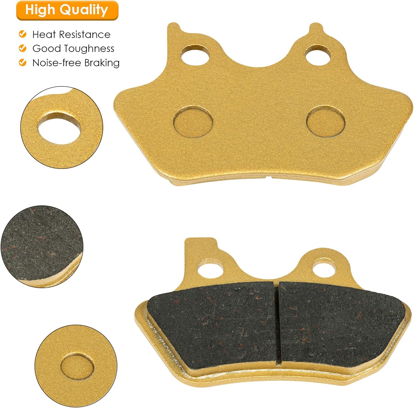 Brake Pads Heavy-duty Ceramics for Harley Davidson 2000-2007 Touring Flhtcu-i Electra Glide Ultra, 2 Front + 1 Rear Replacement Brake Pads Set
