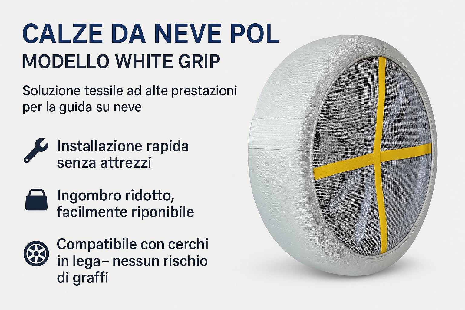 Calze da Neve Omologate EN16662-1 285 40 22 Catene da Neve in tessuto Antislittamento