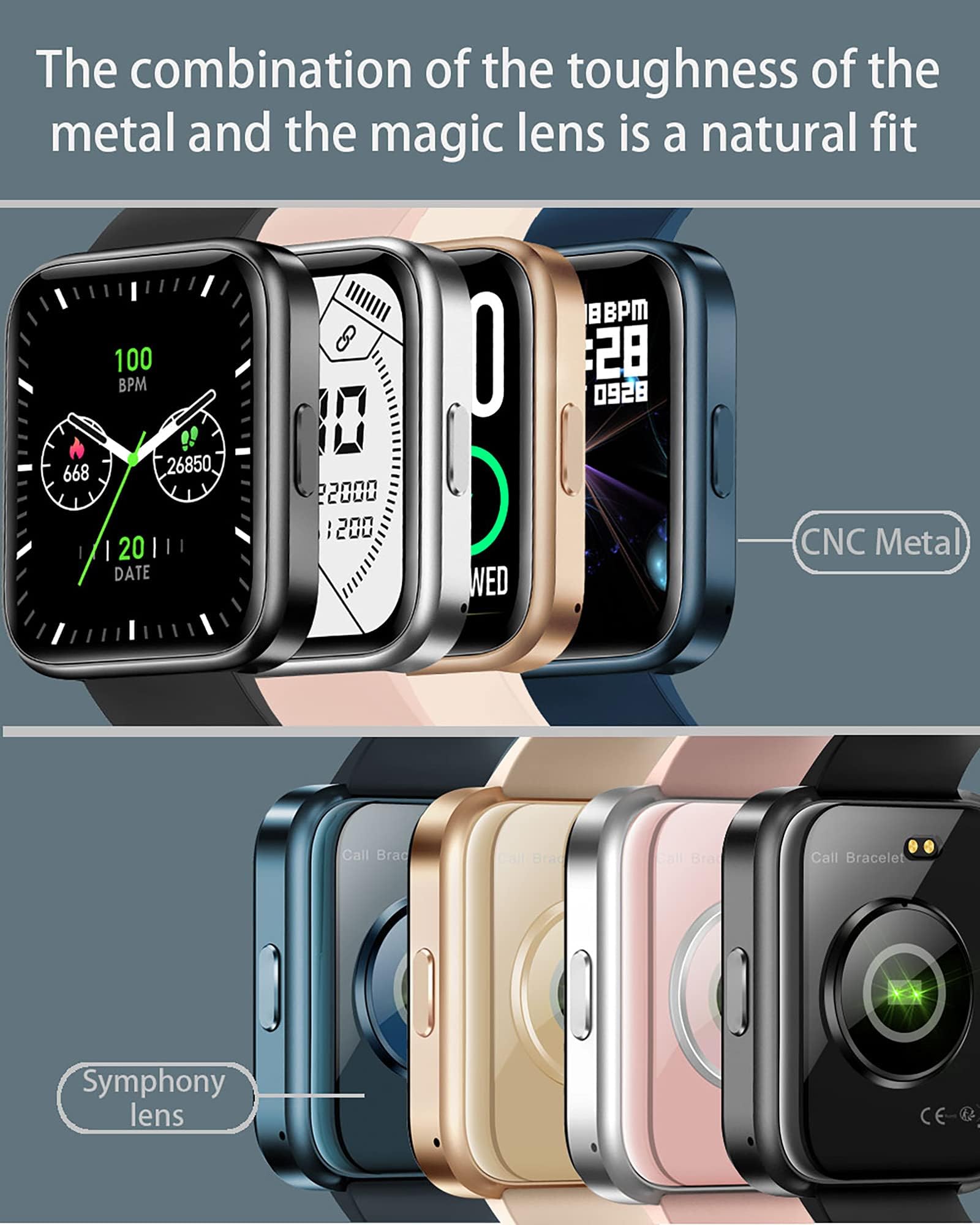 Smartwatch prowadzenie rozmów telefonicznych z głośnikiem, ekran dotykowy 1,7", bezpośrednie parowanie ze słuchawkami Bluetooth, bezprzewodowa, pamięć muzyczna, funkcja Whatsapp, ciśnienie krwi,