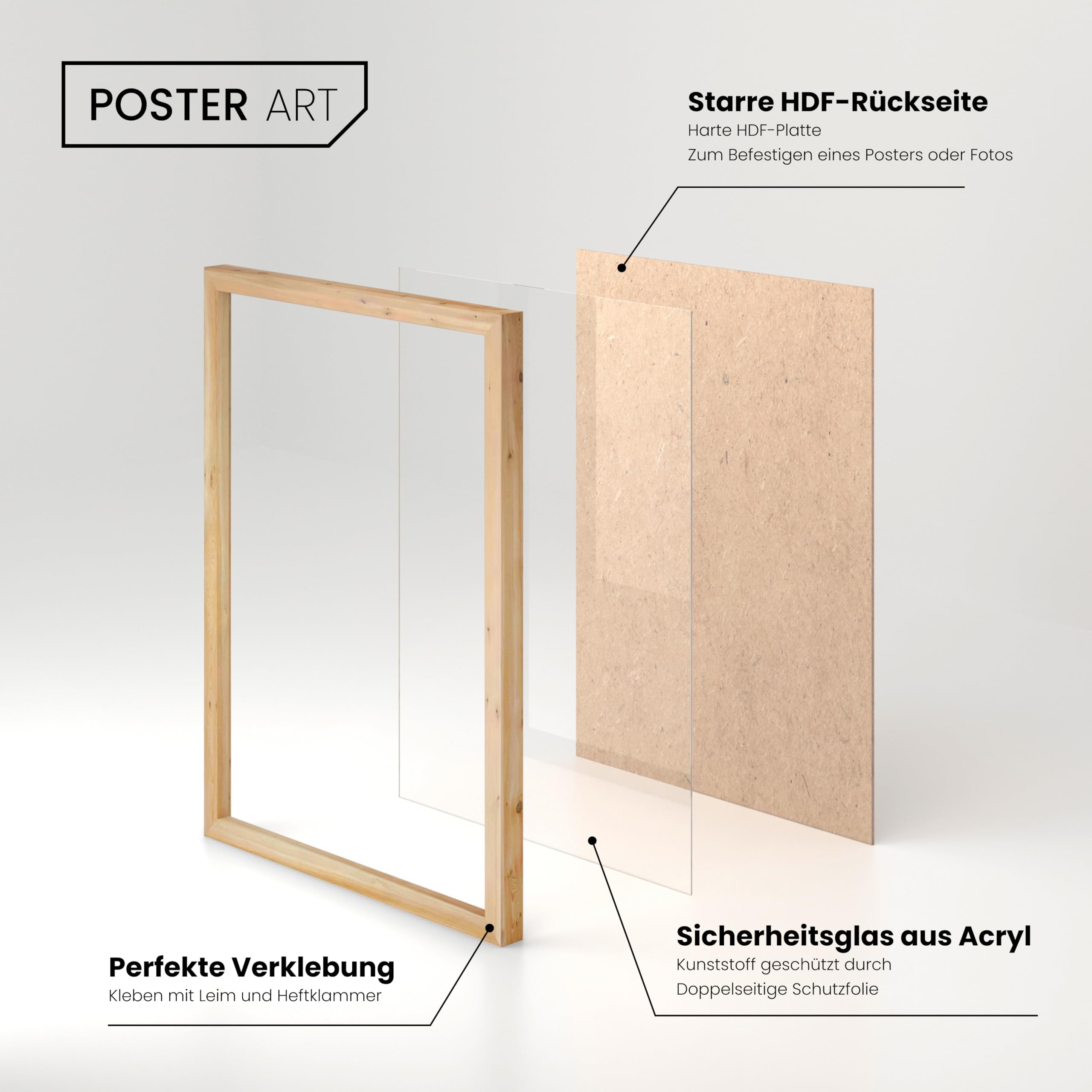 Bilderrahmen 50x70 cm Wotan Eiche - Fotorahmen zum Aufhängen aus MDF und Acrylglas - California Wand Rahmen Moderner