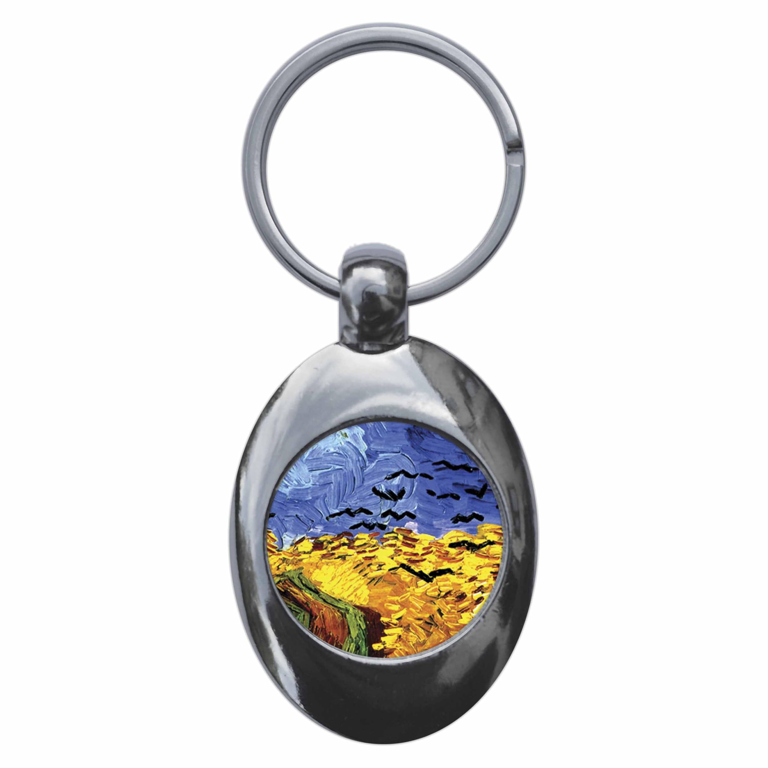 Ozorath Vincent Van Gogh Wheatfield with Crows Keyring Keychain Key Ring Chain With Trolley Coin