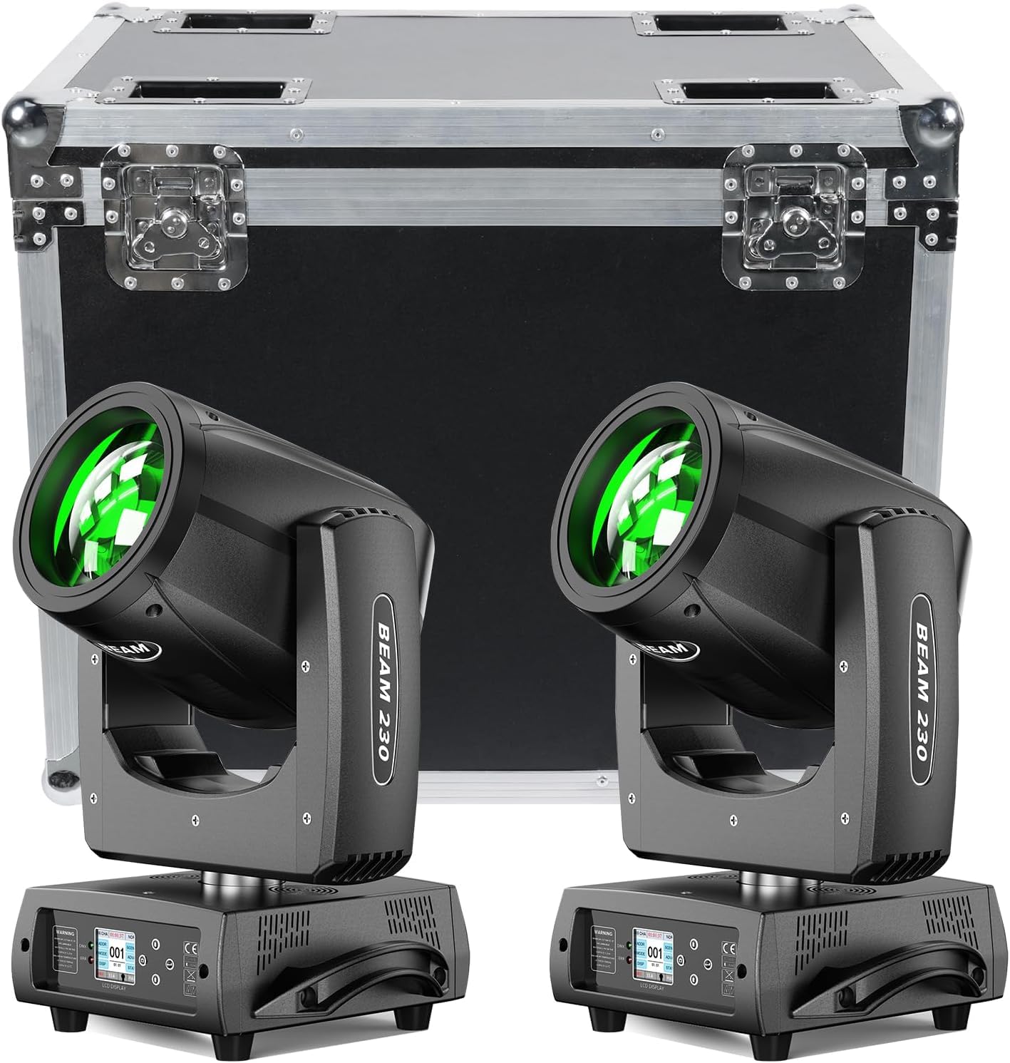 230W 7R LED Teste Mobili, dmx512 Discoteca Palcoscenico Spot Beam con 24 Prisma 4 Modalità di Controllo Luce Party per Matrimonio DJ Party Live Band Mostra (2 pezzo con flightcase)