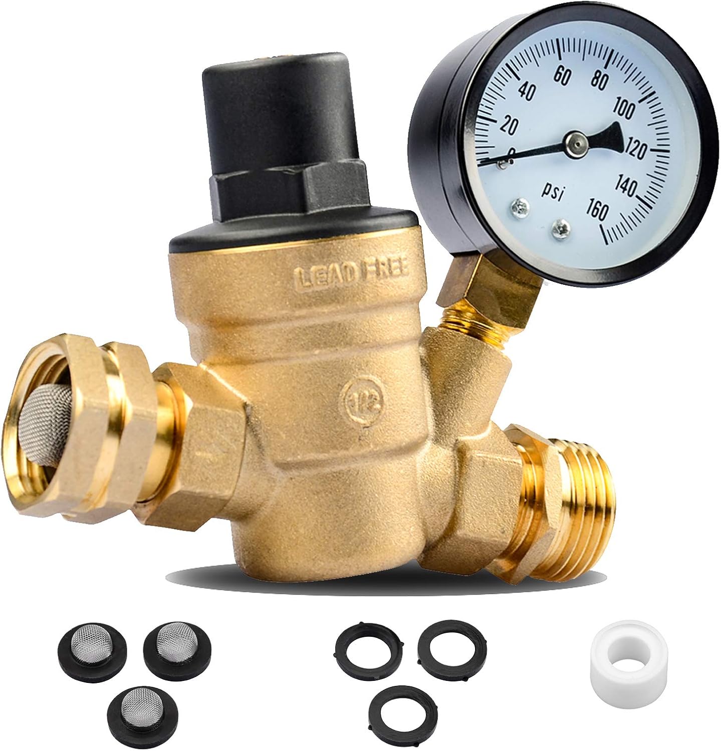 RVGUARD Water Pressure Regulator, Brass LeadFree Water Pressure